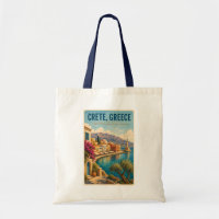 Ilustración de Creta Grecia Arte de Viajes Vintage
