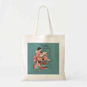 Bolso De Tela Ilustración de cumpleaños para amante de libros an