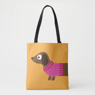 Bolso De Tela Ilustracion de Cute Long Dachshund