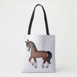 Bolso De Tela Ilustración de dibujos animados de caballo trotón