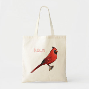 Bolso De Tela Ilustración de dibujos animados de cardenal norteñ