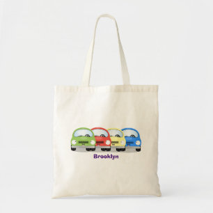 Bolso De Tela Ilustración de dibujos animados de coches kawaii l