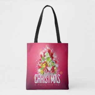 Bolso De Tela Ilustracion de diseño gráfico de Navidades rojos m