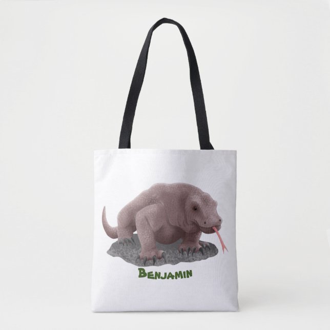 Bolso De Tela Ilustracion de dragón de Komodo (Anverso)