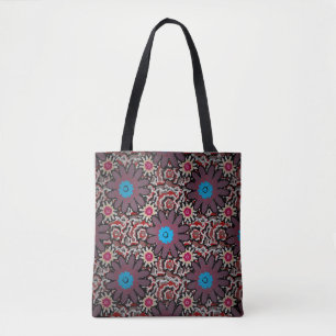 Bolso De Tela Ilustracion de época. Púrpura étnico folclórico, r