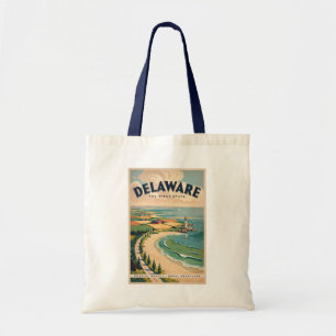 Bolso De Tela Ilustración de faro de Delaware Arte de viaje retr