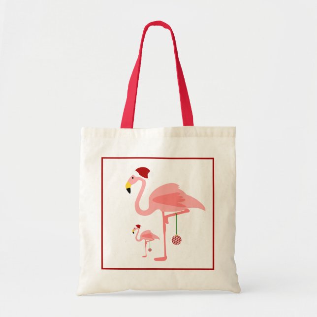Bolso De Tela Ilustracion de flamingo de Navidades cutáneos (Frente)
