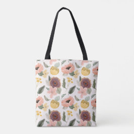 Bolso De Tela Ilustración de flores de jardín acogedor en tote j