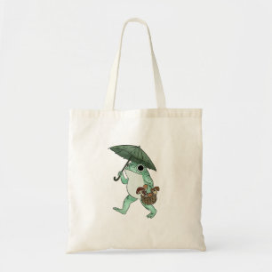 Bolso De Tela Ilustración de Frog Cottagecore recogiendo setas