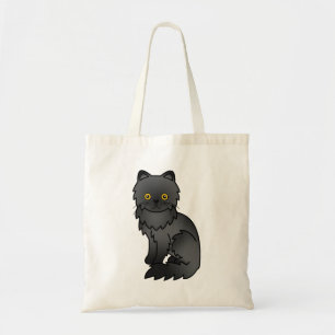 Bolso De Tela Ilustración de gato de dibujos animados persa negr