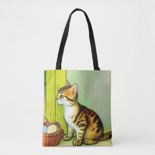 Bolso De Tela Ilustracion de gato de tabby de época