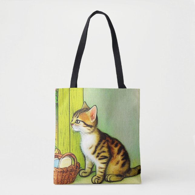 Bolso De Tela Ilustracion de gato de tabby de época (Anverso)