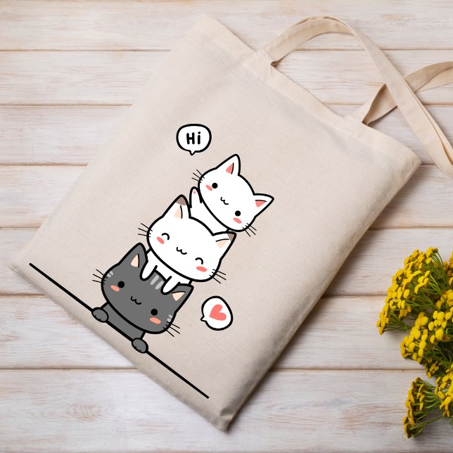 Bolso De Tela Ilustracion de gato minimalista Totebag (Subido por el creador)