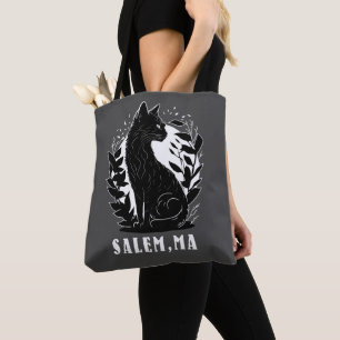 Bolso De Tela Ilustracion de gato negro   Salem