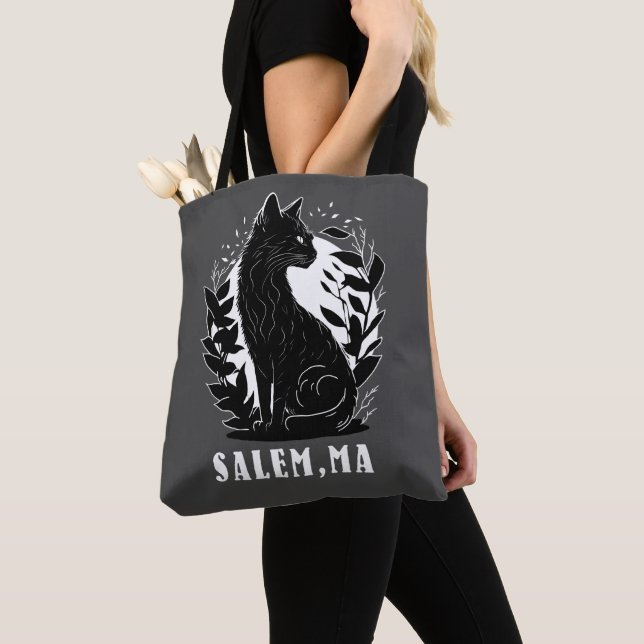 Bolso De Tela Ilustracion de gato negro | Salem (Detalle)