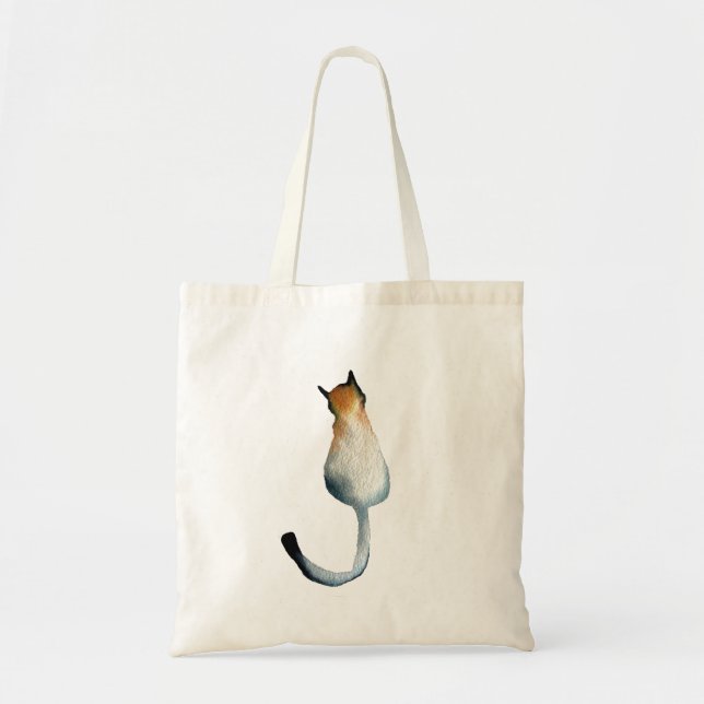 Bolso De Tela Ilustracion de gato negro y marrón tabby (Frente)