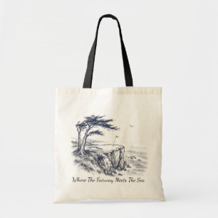 Bolso De Tela Ilustración de Golf Junto al Mar en Estilo Dibujad