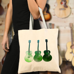 Bolso De Tela Ilustración de guitarras acústicas verdes