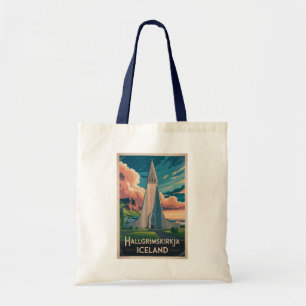 Bolso De Tela Ilustración de Hallgrimskirkja en Islandia Arte de