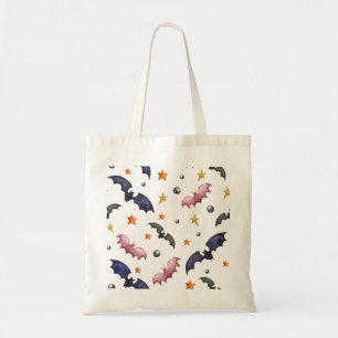 Bolso De Tela Ilustracion de Halloween con murciélagos y estrell