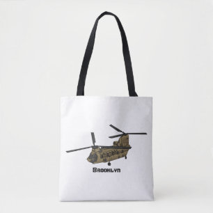 Bolso De Tela Ilustracion de helicópteros militares de Chinook