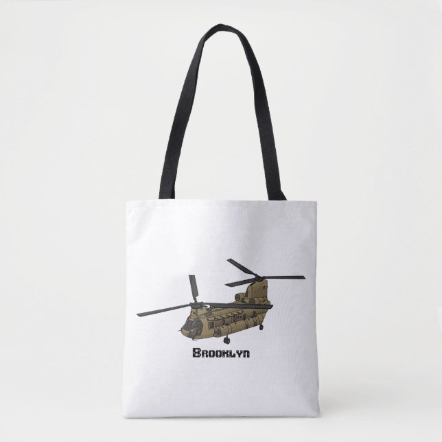 Bolso De Tela Ilustracion de helicópteros militares de Chinook (Anverso)