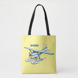 Bolso De Tela Ilustracion de hidroavión azul blanco