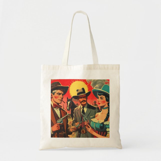 Bolso De Tela Ilustracion de historietas occidentales de época (Frente)