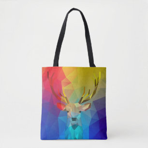 Bolso De Tela Ilustracion de holograma de caribú geométrico colo
