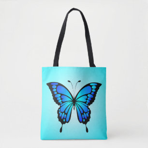 Bolso De Tela Ilustracion de insectos azules de mariposa-20284
