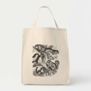 Bolso De Tela Ilustracion de la ardilla de los 1800s del vintage