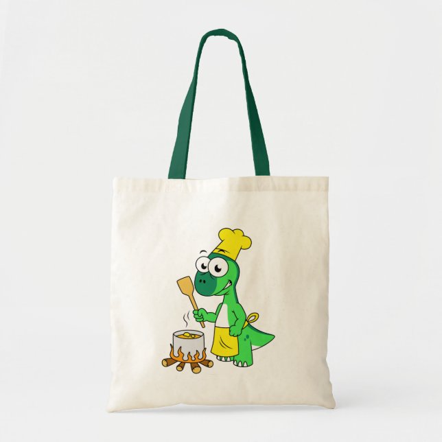 Bolso De Tela Ilustracion De La Cocina De Los Dinosaurios Parasa (Frente)