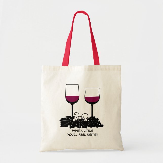 Bolso De Tela Ilustracion de la copa de vino (Frente)