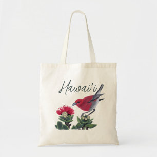 Bolso De Tela Ilustración de la naturaleza de Apapane y flor de