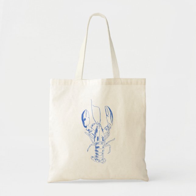 Bolso De Tela Ilustracion de langosta de mariscos costeros (Frente)