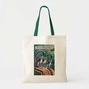 Bolso De Tela Ilustración de lémures de Madagascar Arte de viaje