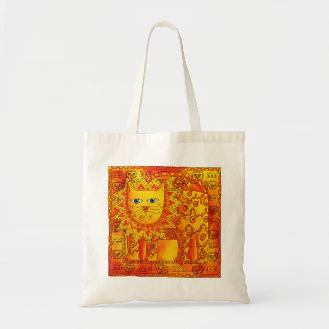 Bolso De Tela Ilustración de león estampado en acuarela (Frente)