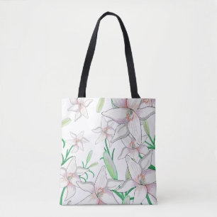 Bolso De Tela Ilustración de Lirios Blancos