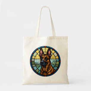 Bolso De Tela Ilustración de Malinois Belga al Estilo de Vidrio