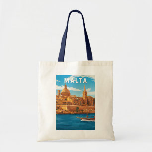 Bolso De Tela Ilustración de Malta Arte de Viaje Vintage