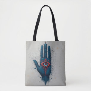 Bolso De Tela Ilustración de mano mística con ojo rojo