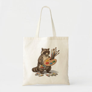 Bolso De Tela Ilustración de Mapache Pintor Genial