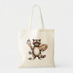 Bolso De Tela Ilustración de Mapache Pintor Genial