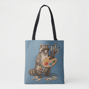 Bolso De Tela Ilustración de mapache pintor genial