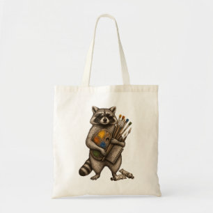 Bolso De Tela Ilustración de mapache pintor genial