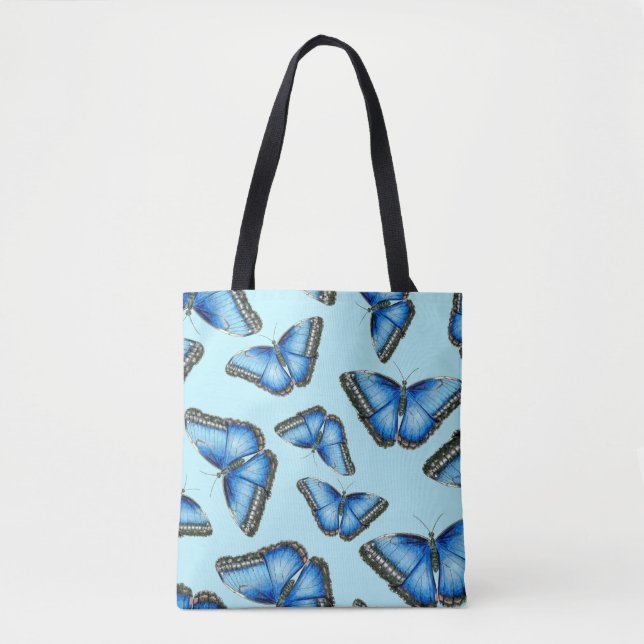 Bolso De Tela Ilustracion de mariposa morfo azul (Anverso)
