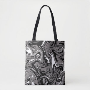 Bolso De Tela Ilustracion de mármol abstracto negro