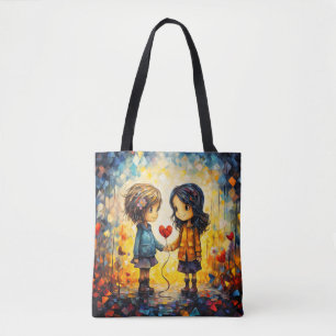 Bolso De Tela Ilustración de Mejores Amigos