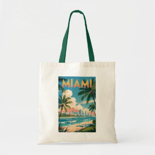 Bolso De Tela Ilustración de Miami Florida Arte de Viaje Vintage