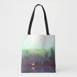 Bolso De Tela Ilustracion de montaña Camping Adventure Forest